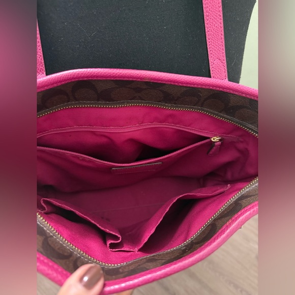 Coach Brown and Pink Monogram Tote - Picture 3 of 10